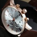 *  Megir 2011 - Chronograph Watch * 6 HANDS*Genuine Brown Leather Strap*
