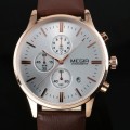 *FREE SHIPPING *  Megir 2011 - Chronograph Watch * 6 HANDS*Genuine Brown Leather Strap*