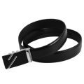 ** Men **Black & Silver  Buckle** Black leather  automatic Buckle  Fashion Waist Belt   *