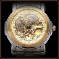 *KS Carving Series* 2 TONE * Silver/Gold **  Mechanical Mens Wrist Watch+Box & Papers