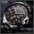 ** CLASSIC - *Moon Phase* LIGE 9877-*Luxury All Steel *6 Hands* Chronograph Watch Men