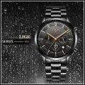 ** CLASSIC -  Relogio Masculion LIGE 9877-*Top Luxury All Steel *6 Hands* Chronograph Watch Men
