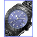 FREE SHIPPING **KS Blue Dial/Black Stainless Steel Automatic Mechanical Men's* Book,Box and Papers*