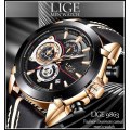 ** FREE SHIPPING*LIGE 9863 Top Luxury *6 Hands* Chronograph Watch Men*FULL HOUSE !