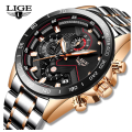 CLASSIC - Business Men LIGE 9982  Luxury * FULL* Steel *6 Hands* Chronograph Watch Men- FULL HOUSE*