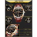 ** CLASSIC -  Relogio Masculion LIGE 9839-* Luxury Leather Band *6 Hands-* Chronograph Watch~