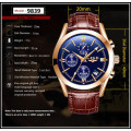 ** CLASSIC -  Relogio Masculion LIGE 9839-*Top Luxury Leather Band *6 Hands-* Chronograph Watch
