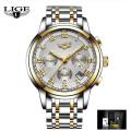 ** CLASSIC -Quality Built LIGE 9849 Top Luxury FULL Steel *6 Hands* Chronograph Watch Men