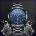 *FREE SHIPPING- *Moon Phase* LIGE 9877-* All Steel *6 Hands*Subtle Blue Dial Chronograph Watch-