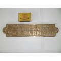 Brass casting plaque size is 235mm long postage is R60