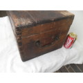 Stunning very rare very old wood box with brass handles on lock 1944 size 610mm long postage R180
