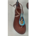 Handmade Leather Beaded Sandals - Size 38