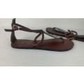 Handmade Leather Beaded Sandals - Size 38