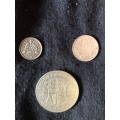 SET OF 3 GREAT BRITAIN SILVER COINS (HALF CROWN, 6 PENCE AND 3 PENCE)