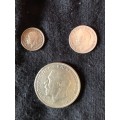 SET OF 3 GREAT BRITAIN SILVER COINS (HALF CROWN, 6 PENCE AND 3 PENCE)