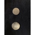 COLLECTION OF TWO ANTIQUE 1917 GREAT BRITAIN SILVER COINS (6 PENCE AND 3 PENCE)