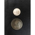 COLLECTION OF TWO ANTIQUE 1896 GREAT BRITAIN COINS - ONE PENNY (BRONZE) AND SIXPENCE (SILVER)