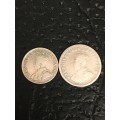 COLLECTION OF 2 UNION OF SOUTH AFRICA 1933 COINS (6D & 3D)