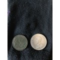 COLLECTION OF 2 UNION OF SOUTH AFRICA 1930 COINS (2 AND A HALF SHILLING & 1 PENNY)