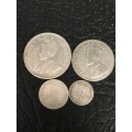 COLLECTION OF 4 UNION OF SOUTH AFRICA 1932 COINS (2 AND A HALF SHILLING, 2 SHILLING, 6D & 3D)