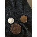 COLLECTION OF 3 UNION OF SOUTH AFRICA 1944 COINS (3D, 1D & 1/4D)