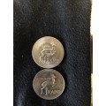 COLLECTION OF 2 REPUBLIC OF SOUTH AFRICA NICKEL R1 COINS (1977 & 1978)