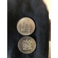 COLLECTION OF 2 REPUBLIC OF SOUTH AFRICA NICKEL R1 COINS (1977 & 1978)
