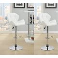 Diamond Padded Bar Kitchen Stool Chairs - Set of 2 - White Colour