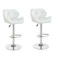 Diamond Padded Bar Kitchen Stool Chairs - Set of 2 - White Colour