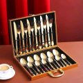 24 Piece Cutlery Set and Storage Case - Polished Finish - Gold