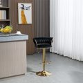 Set of 2 Velvet Swivel Luxury Bar Stools - HZ882 - Black