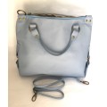 Genuine Italian Leather Handbag Cross Body Pastel Blue Large