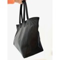 Genuine Italian Leather Shopper Handbag Black Large