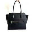 Genuine Italian Leather Shoulder Handbag Tote Large Black