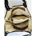 Genuine Italian Leather Brown Hobo Handbag Snake Emboss  -MADE IN ITALY