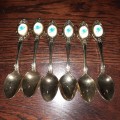 6 x Eetrite 24 Carat Gold Plated Teaspoons with blue rose detail