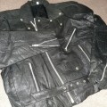 Black Genuine Leather Biker Jacket - Good Quality - Size XL