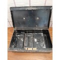 Antique Metal Money Box with Tray - No Key