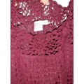 Beautiful Maroon Lined Crochet Dress - Size L
