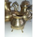 3 Piece Brass Teapot, Coffee Pot and Milk Jug