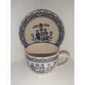 Hearts & Flowers Staffordshire Old Granite Hand Engraved Ironstone Duo - Cup and Saucer