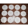 12 x White Crochet Coasters - Diameter - 8cm