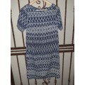 White and Navy Dress - Size 10