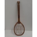 Antique Early 20th Century Wooden Ubique Tennis Racket with Fishtail Handle
