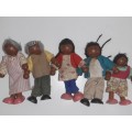 5 x Small Wooden Dolls - Happy Family Dolls - Flexible figures