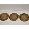 Set of 3 Beautiful Brass Wall plates - Diameter - 21cm each