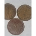 3 x Rhodesia 1c coins - 1970, 1971, 1976