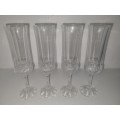 4 x Crystal Flutes - Genuine 24% Lead Crystal Glasses