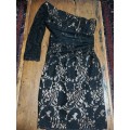 Beautiful Jason Kieck Black Lace Dress - One Shoulder Dress - Size Small