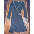 Black Wrap Dress with Animal Print detail - Size 34